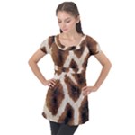 Giraffe Skin Texture Puff Sleeve Tunic Top