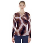 Giraffe Skin Texture V-Neck Long Sleeve Top