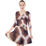 Giraffe Skin Texture Quarter Sleeve Front Wrap Dress