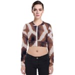 Giraffe Skin Texture Long Sleeve Zip Up Bomber Jacket