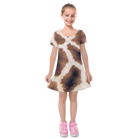 Giraffe Skin Texture Kids  Short Sleeve Velvet Dress from ArtsNow.com