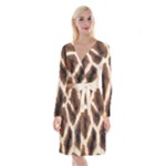 Giraffe Skin Texture Long Sleeve Velvet Front Wrap Dress