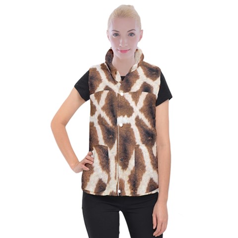 Giraffe Skin Texture Women s Button Up Vest from ArtsNow.com