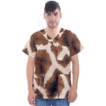 Giraffe Skin Texture Men s V-Neck Scrub Top