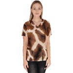 Giraffe Skin Texture Women s V-Neck Scrub Top