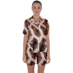 Giraffe Skin Texture Satin Short Sleeve Pajamas Set