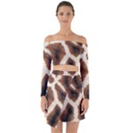 Giraffe Skin Texture Off Shoulder Top with Skirt Set