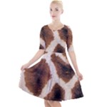 Giraffe Skin Texture Quarter Sleeve A-Line Dress With Pockets