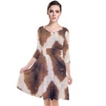 Giraffe Skin Texture Quarter Sleeve Waist Band Dress