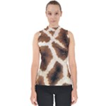 Giraffe Skin Texture Mock Neck Shell Top