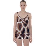 Giraffe Skin Texture Tie Front Two Piece Tankini