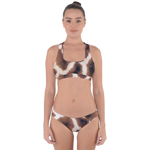 Giraffe Skin Texture Cross Back Hipster Bikini Set from ArtsNow.com