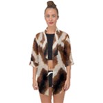 Giraffe Skin Texture Open Front Chiffon Kimono