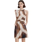 Giraffe Skin Texture Cocktail Party Halter Sleeveless Dress With Pockets