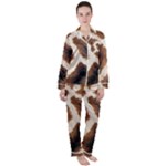 Giraffe Skin Texture Women s Long Sleeve Satin Pajamas Set	