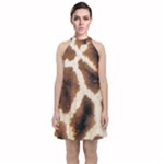 Giraffe Skin Texture Velvet Halter Neckline Dress 