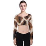 Giraffe Skin Texture Velvet Long Sleeve Crop Top