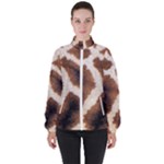 Giraffe Skin Texture Women s High Neck Windbreaker