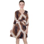 Giraffe Skin Texture Quarter Sleeve Ruffle Waist Dress