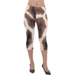 Giraffe Skin Texture Lightweight Velour Capri Leggings 