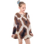 Giraffe Skin Texture Kids  Long Sleeve Dress