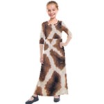 Giraffe Skin Texture Kids  Quarter Sleeve Maxi Dress