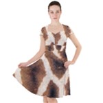 Giraffe Skin Texture Cap Sleeve Midi Dress