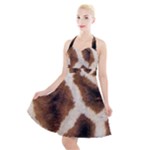 Giraffe Skin Texture Halter Party Swing Dress 