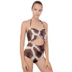 Giraffe Skin Texture Scallop Top Cut Out Swimsuit