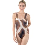 Giraffe Skin Texture High Leg Strappy Swimsuit