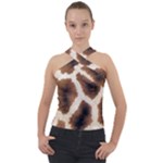 Giraffe Skin Texture Cross Neck Velour Top