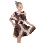 Giraffe Skin Texture Kids  Shoulder Cutout Chiffon Dress