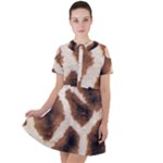 Giraffe Skin Texture Short Sleeve Shoulder Cut Out Dress 