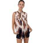 Giraffe Skin Texture Sleeveless Chiffon Button Shirt