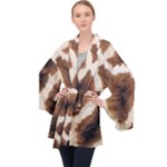 Giraffe Skin Texture Long Sleeve Velvet Kimono 