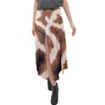 Giraffe Skin Texture Velour Split Maxi Skirt