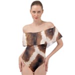 Giraffe Skin Texture Off Shoulder Velour Bodysuit 