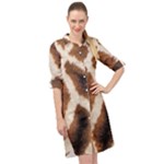 Giraffe Skin Texture Long Sleeve Mini Shirt Dress