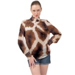 Giraffe Skin Texture High Neck Long Sleeve Chiffon Top