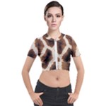 Giraffe Skin Texture Short Sleeve Cropped Jacket