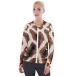 Giraffe Skin Texture Velvet Zip Up Jacket