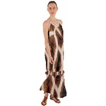 Giraffe Skin Texture Cami Maxi Ruffle Chiffon Dress