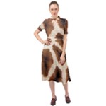 Giraffe Skin Texture Keyhole Neckline Chiffon Dress