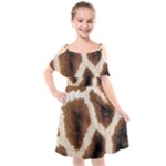 Giraffe Skin Texture Kids  Cut Out Shoulders Chiffon Dress