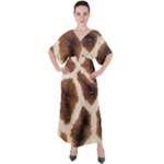 Giraffe Skin Texture V-Neck Boho Style Maxi Dress