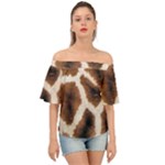 Giraffe Skin Texture Off Shoulder Short Sleeve Top