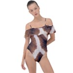 Giraffe Skin Texture Frill Detail One Piece Swimsuit