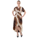 Giraffe Skin Texture Front Wrap High Low Dress