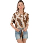 Giraffe Skin Texture Tie Front Shirt 