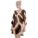 Giraffe Skin Texture Open Neck Shift Dress